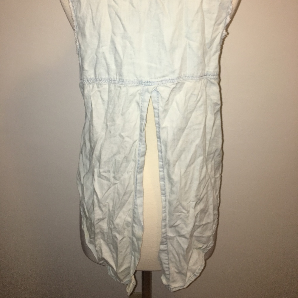 Button Down Denim Tank with Back Split